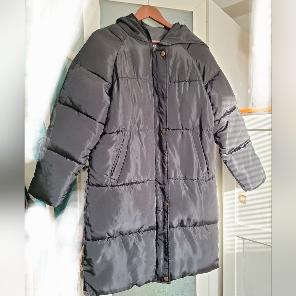 Shein L Black Puffer Coat Oversized